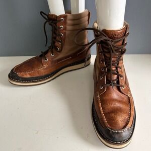 Sperry Top-Sider Boots Mens 10.5 M Brown Leather Canvas Preppy Heritage Utility